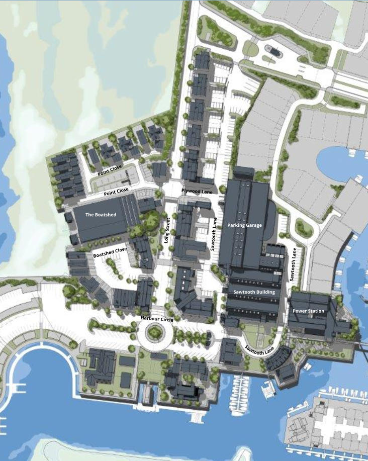 Point Close Point Close Boatshed Close Long Street Sawtooth Lane Plywood Lane Sawtooth Lane Harbour Circle Sawtooth Lane The Boatshed Sawtooth Building Parking Garage Power Station